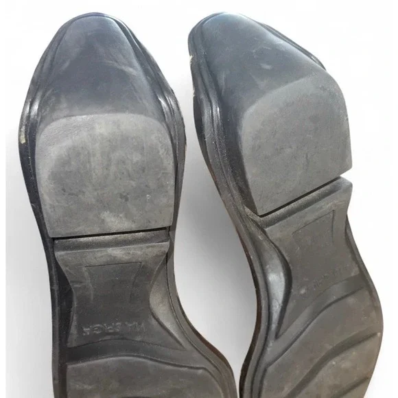 Via Spiga Womens Leopard Calf Hair Loafers Black Leather Trim Driving Mocs 8.5M - Picture 6 of 7